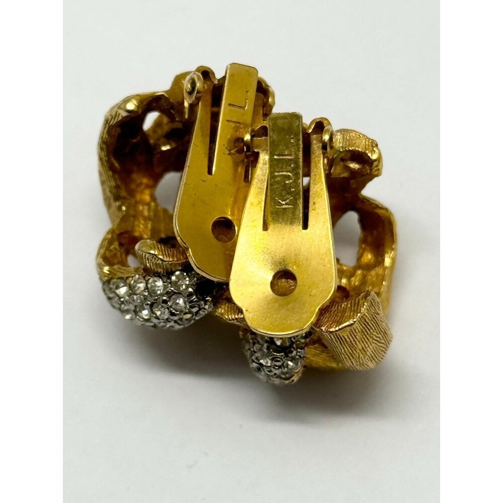 Vintage KJL Rhinestone gold hoop earrings - Picture 9 of 9